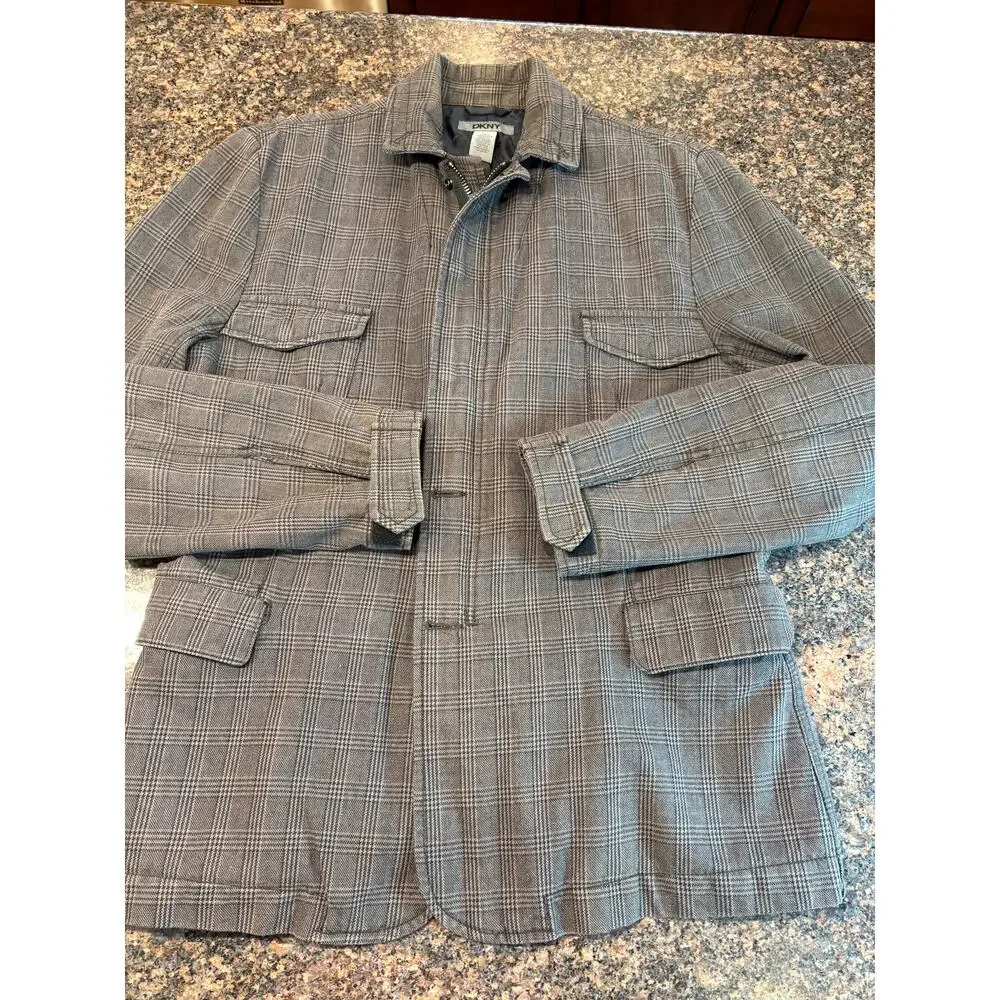 DKNY Men's Brown Utility Jacket Size 42R 100% Cotton